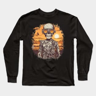 Comic-Style: AI Cyborg Robot Skull and the Apocalypse Long Sleeve T-Shirt